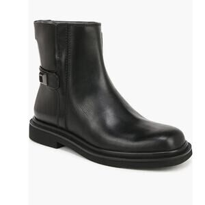 Franco Sarto Womens Axel Block Heel Booties Black Leather Size 6 NWOB Square Toe